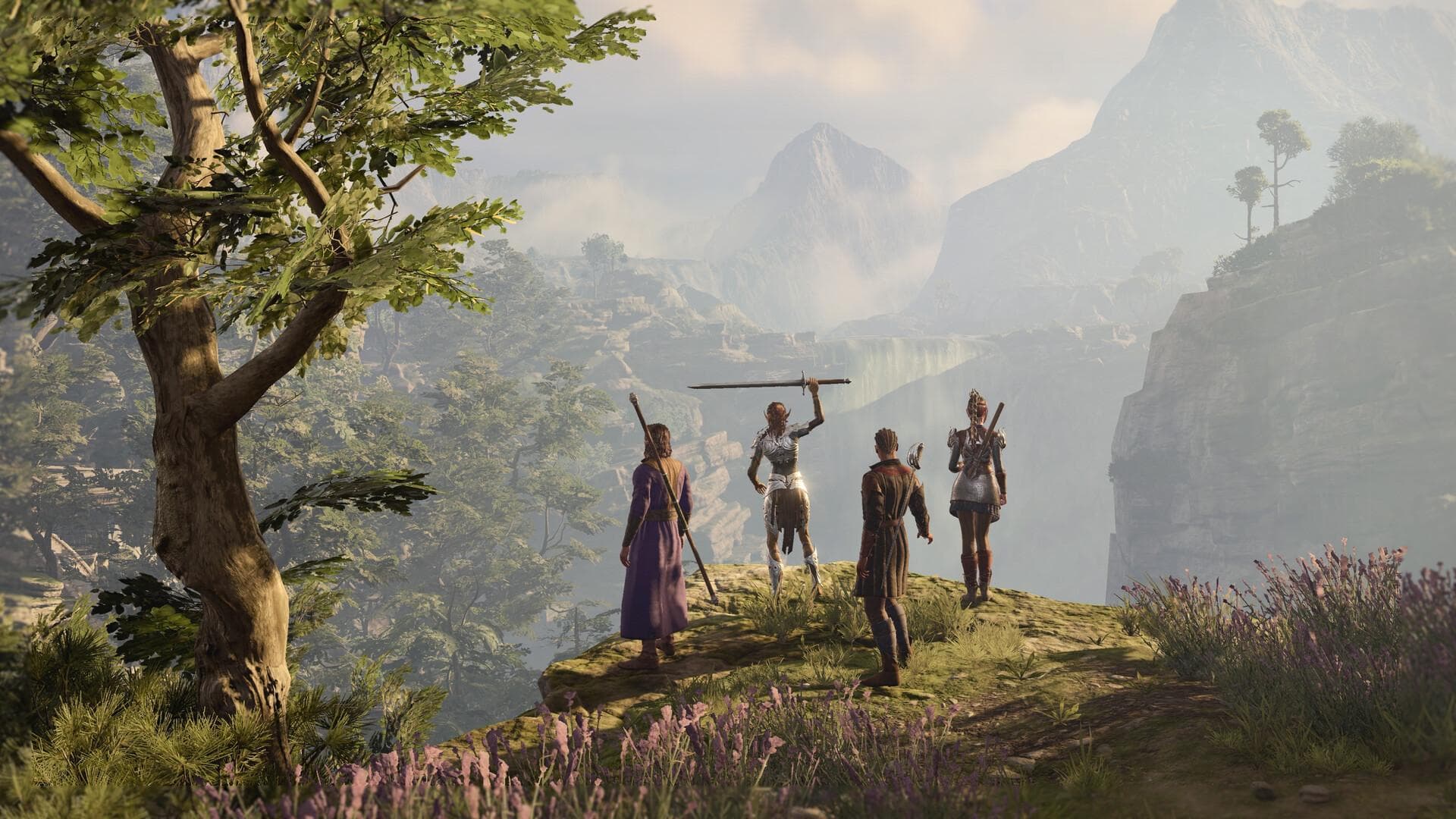 The party on a cliff in Baldur's Gate 3